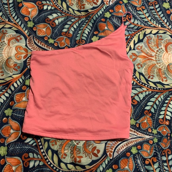 Cute Pink One Shoulder Tank Top - Picture 1 of 3